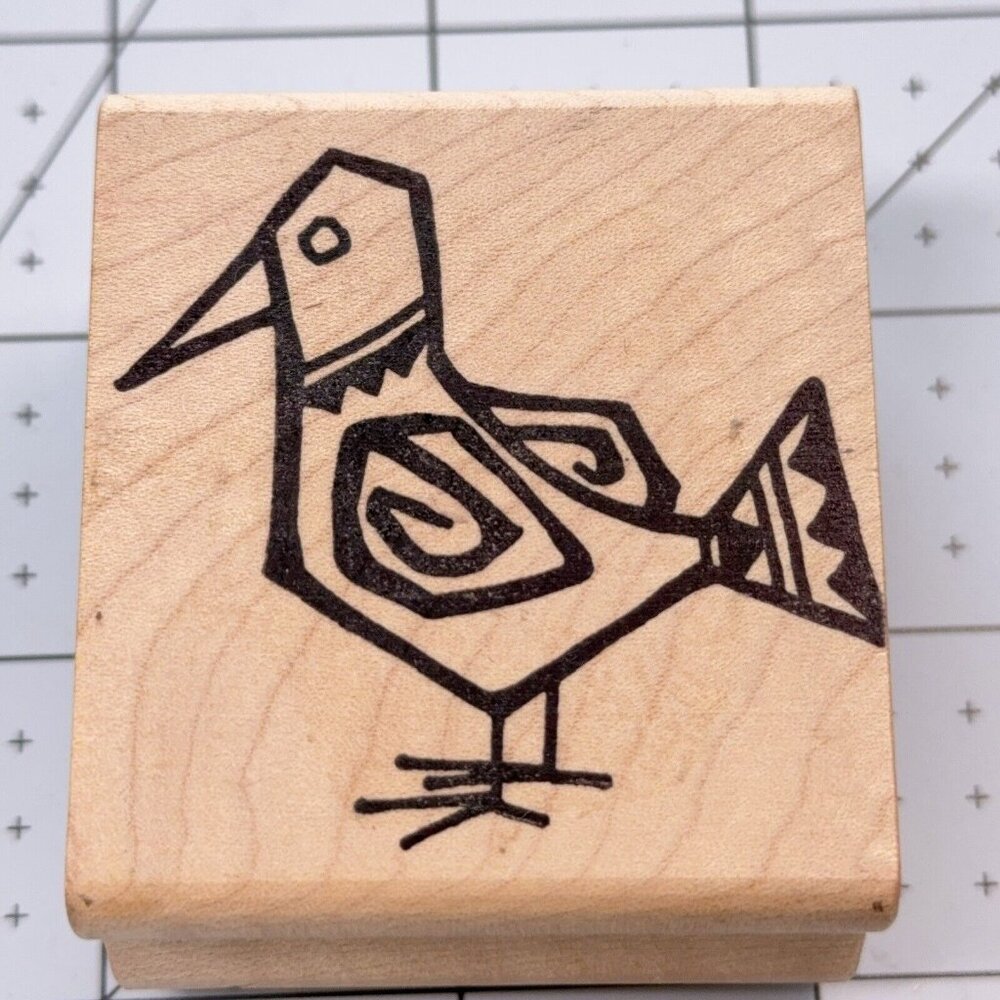 Magenta Abstract Bird Rubber Stamp Geometric Details Craft Scrapbooking